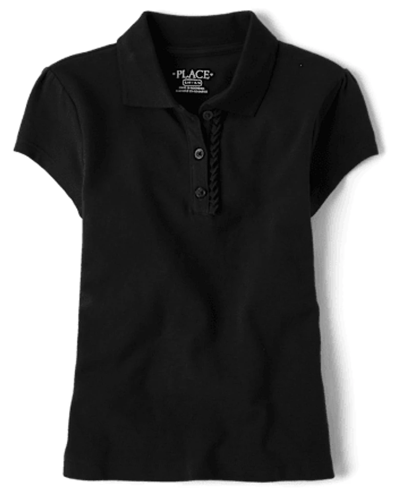 Girls Uniform Ruffle Pique Polo