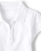 Girls Uniform Ruffle Pique Polo - Plus