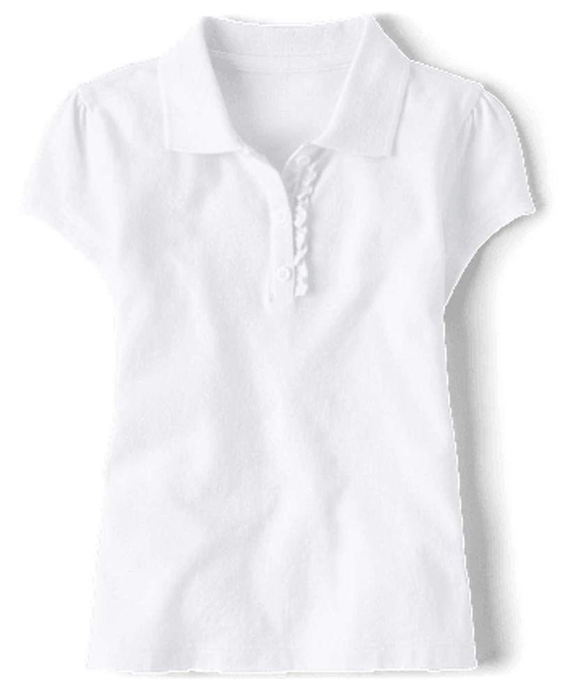 Girls Uniform Ruffle Pique Polo - Plus