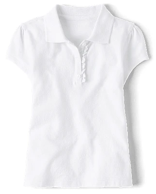 Girls Uniform Ruffle Pique Polo - Plus