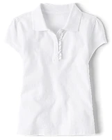 Girls Uniform Ruffle Pique Polo - Plus