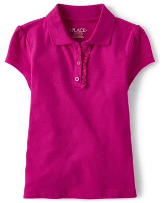 Girls Uniform Ruffle Pique Polo