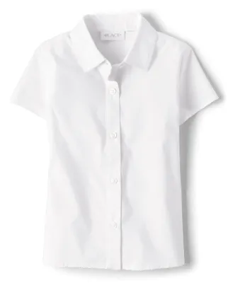 Chemise boutonnée uniforme en popeline pour fille