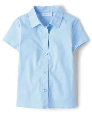 Girls Uniform Poplin Button Up Shirt