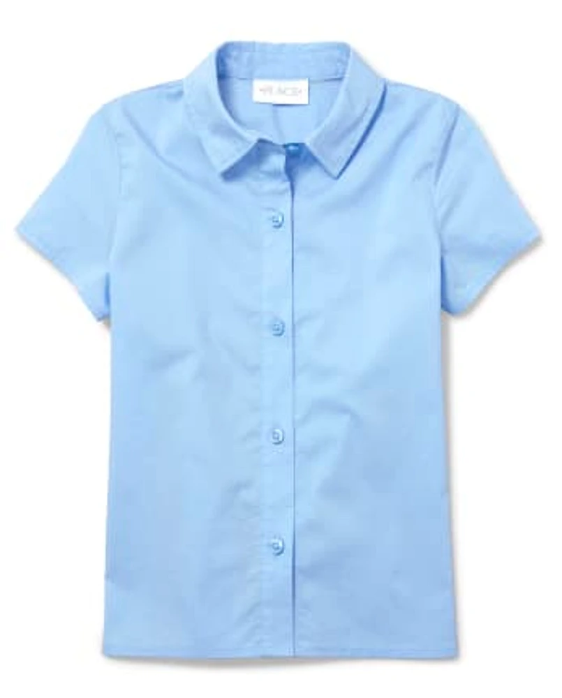 Girls Uniform Poplin Button Up Shirt