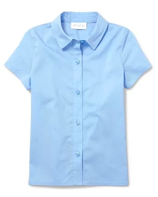 Girls Uniform Poplin Button Up Shirt