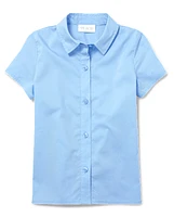 Girls Uniform Poplin Button Up Shirt