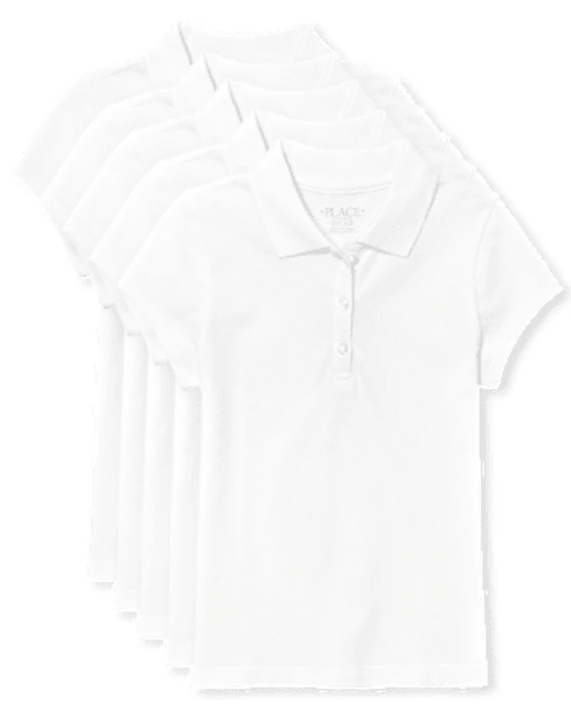 Girls Uniform Pique Polo 5-Pack