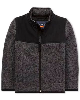 Baby And Toddler Boys Uniform Sweater Fleece Trail Jacket - black