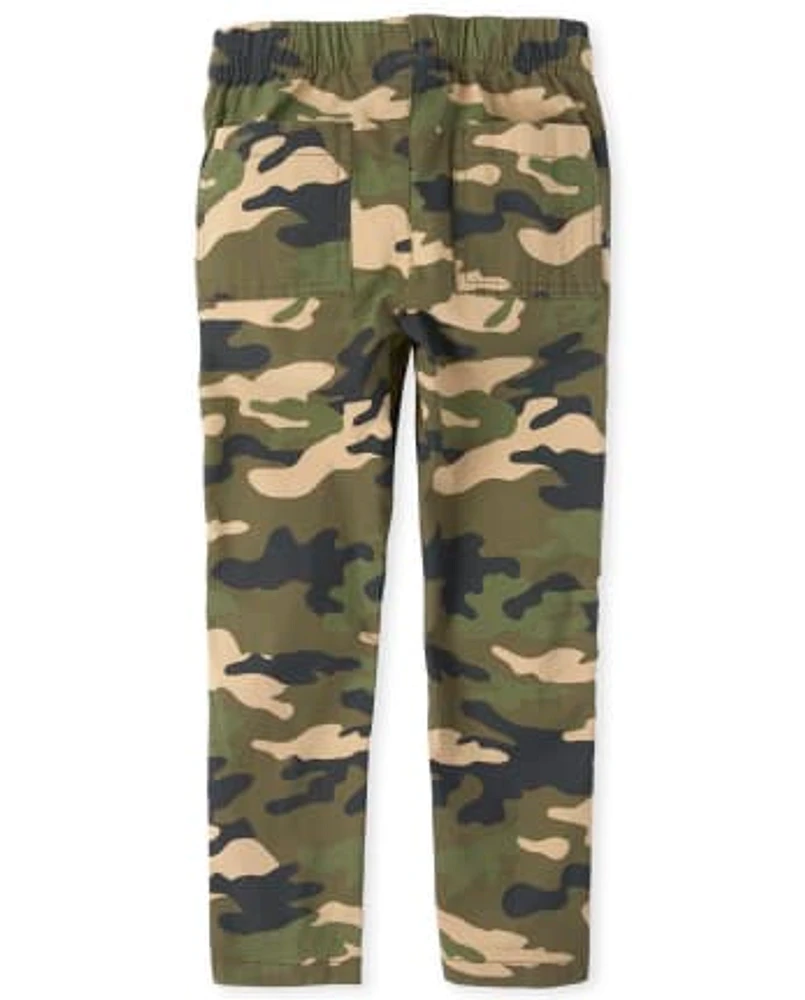 Boys Camo Stretch Matching Pull On Jogger Pants