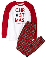 Unisex Adult Matching Family Christmas Plaid Cotton Pajamas