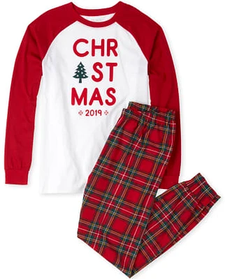 Unisex Adult Matching Family Christmas Plaid Cotton Pajamas