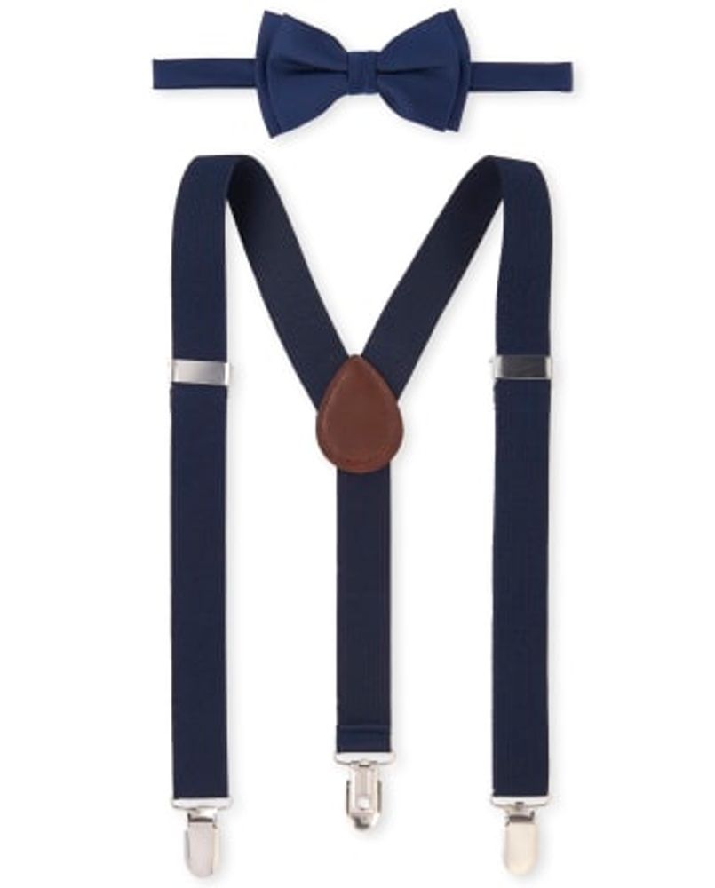 Boys Uniform Bow Tie and Suspenders Set - tidal