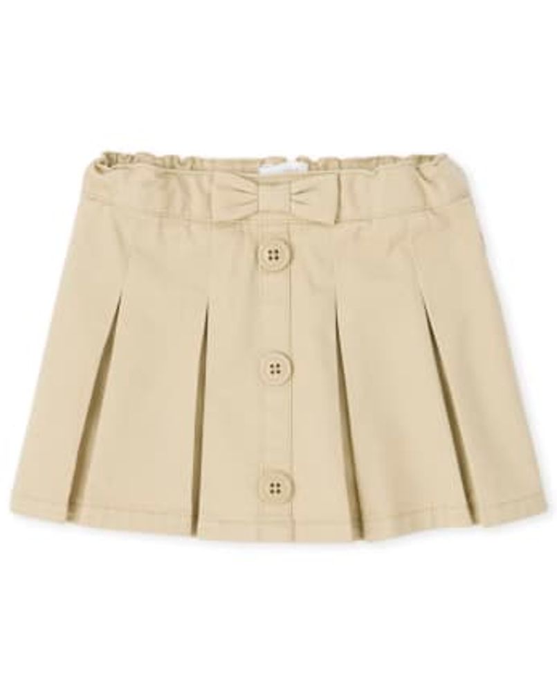 Toddler Girls Uniform Button Pleated Skort