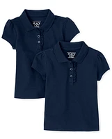 Toddler Girls Uniform Ruffle Pique Polo -Pack