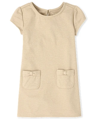 Toddler Girls Bow Ponte Knit Dress