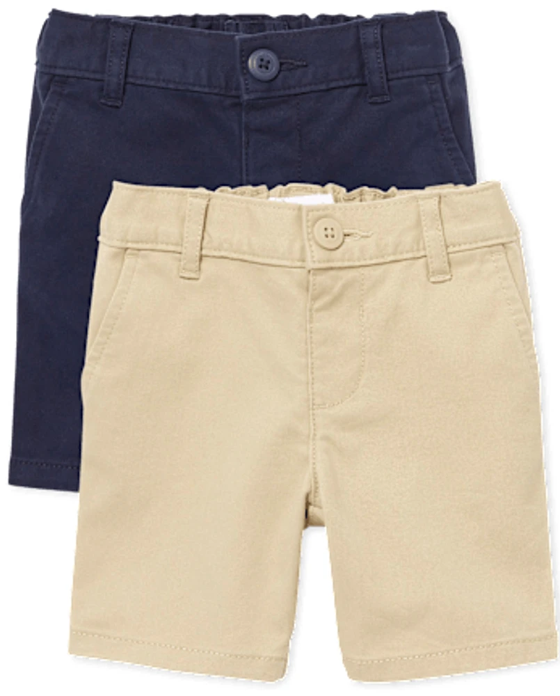 Toddler Girls Uniform Stretch Chino Shorts 2-Pack