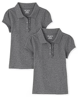 Girls Uniform Ruffle Pique Polo -Pack