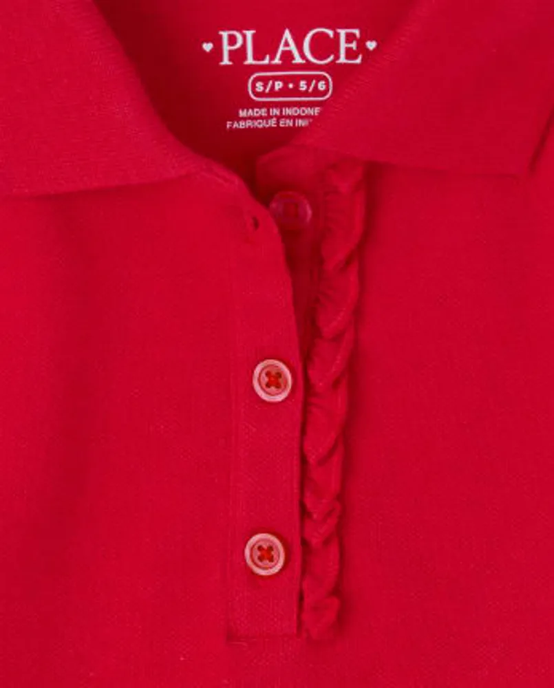 Girls Uniform Ruffle Pique Polo -Pack
