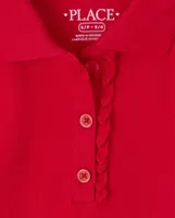 Girls Uniform Ruffle Pique Polo -Pack