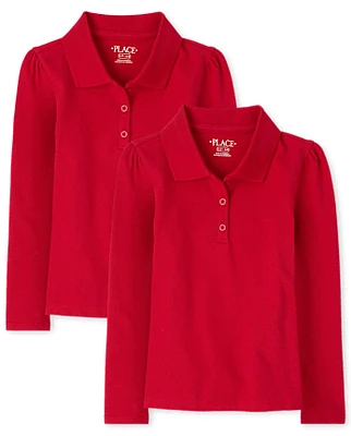Girls Uniform Pique Polo 2-Pack