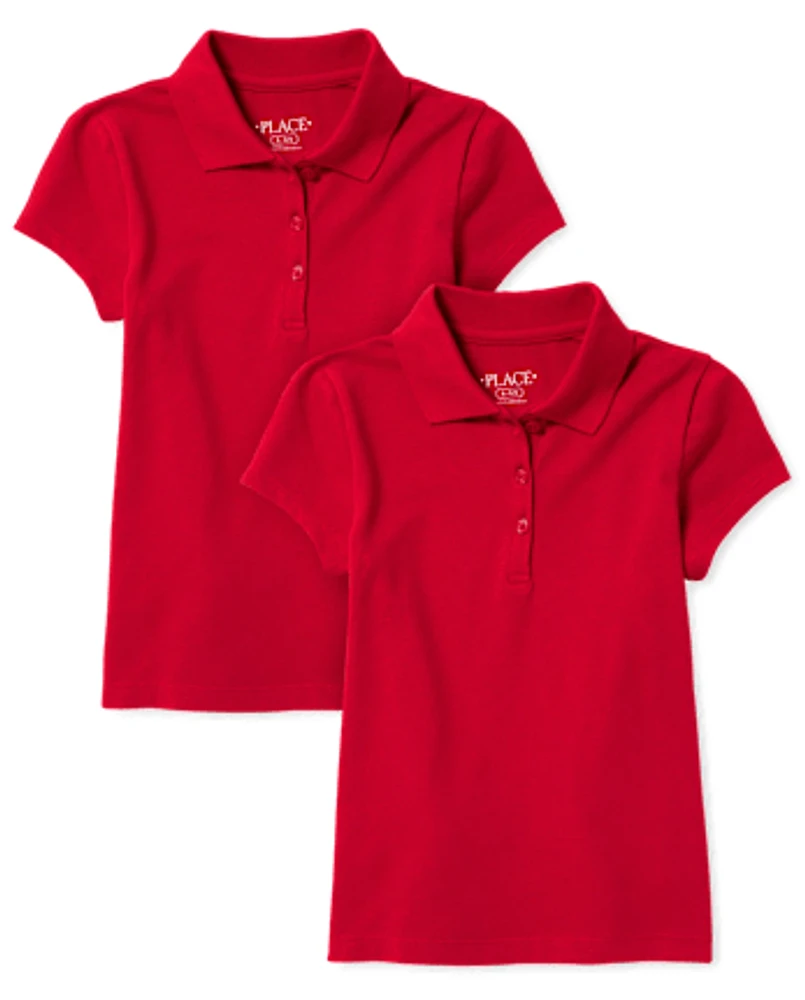 Girls Uniform Pique Polo -Pack