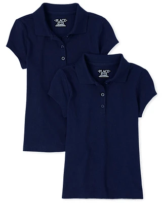 Lot de 2 polos uniformes en jersey doux pour filles