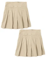 Girls Uniform Stretch Pleated Skort 2-Pack