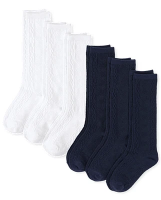 Girls Pointelle Knee Socks 6-Pack