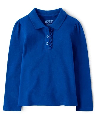 Toddler Girls Uniform Ruffle Pique Polo