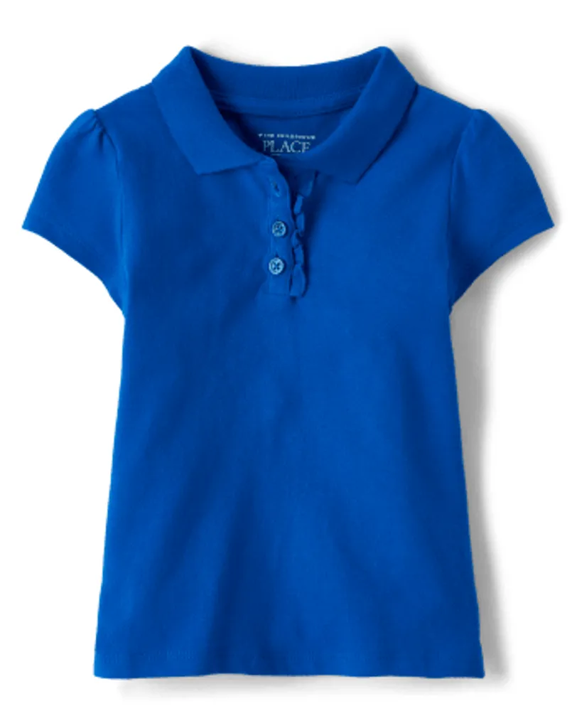 Toddler Girls Uniform Ruffle Pique Polo