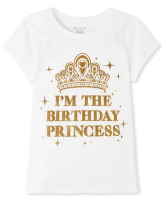 Girls Mommy And Me Foil Birthday Princess Matching Graphic Tee