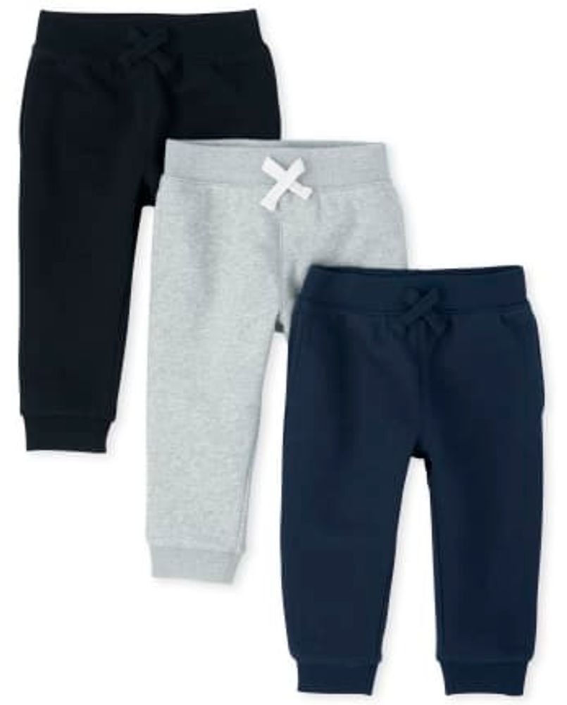 Baby And Toddler Boys Fleece Jogger Pants 3-Pack