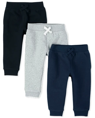 Baby And Toddler Boys Fleece Jogger Pants 3-Pack