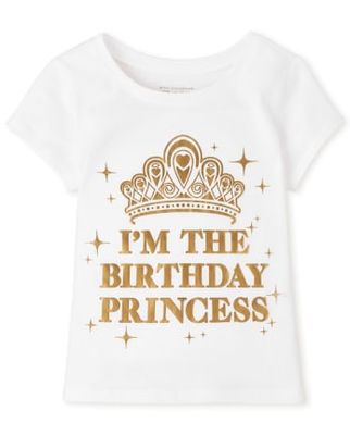 Baby And Toddler Girls Birthday Princess Graphic Tee - white