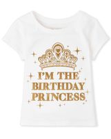 Baby And Toddler Girls Mommy Me Foil Birthday Princess Graphic Tee
