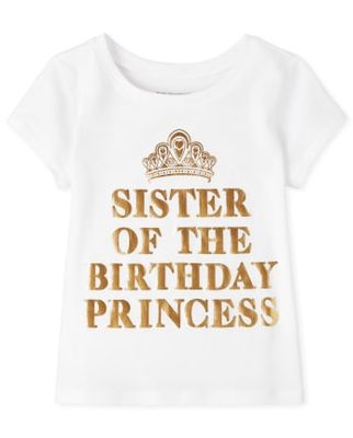 Baby And Toddler Girls Birthday Sister Graphic Tee - white