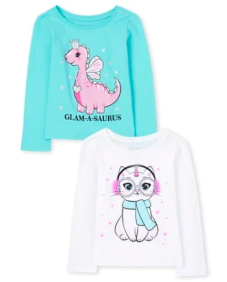 Lot de 2 t-shirts à imprimé animal pour bébés et petites filles