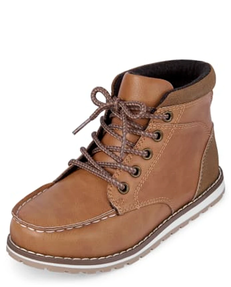 Boys Lace Up Moccasin Boots