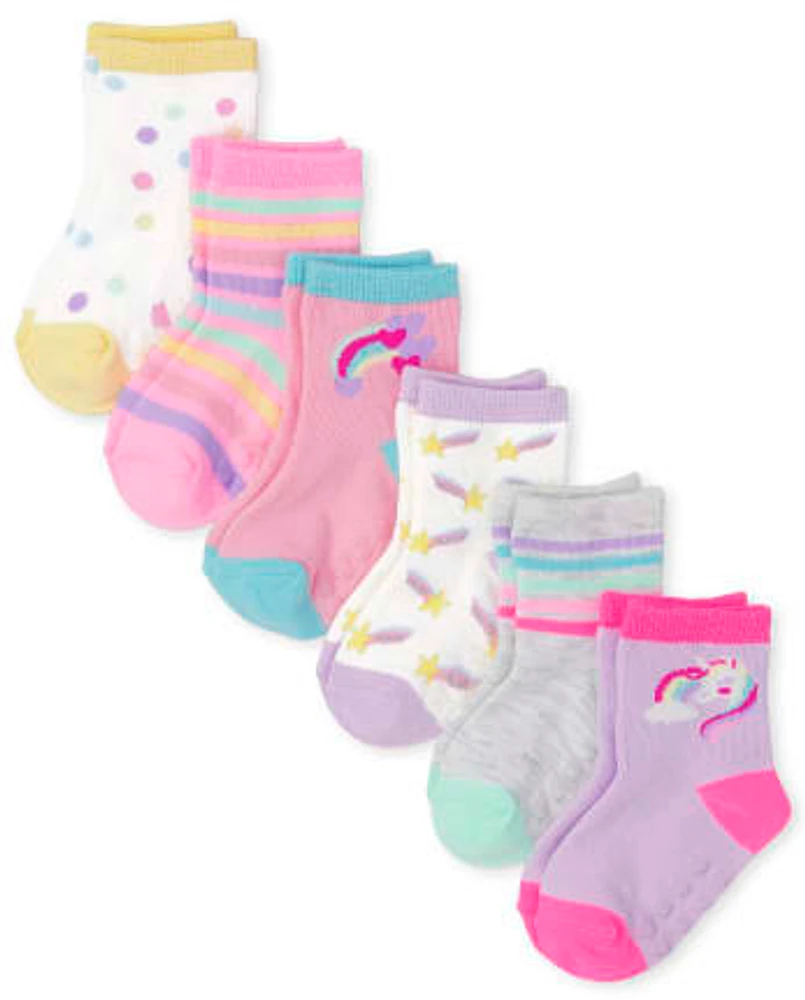 Toddler Girls Rainbow Midi Socks 6-Pack