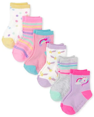 Toddler Girls Rainbow Midi Socks 6-Pack