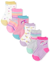 Toddler Girls Rainbow Midi Socks 6-Pack