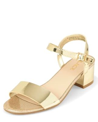 Girls Metallic Heel Sandals