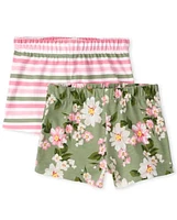 Lot de 2 shorts à rayures florales pour toute-petite fille