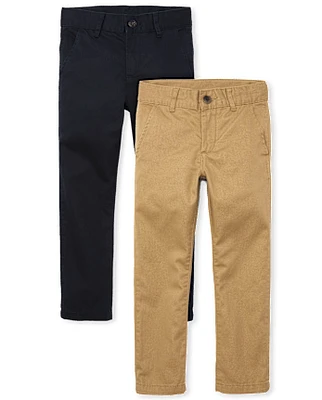 Boys Uniform Stretch Skinny Chino Pants 2-Pack