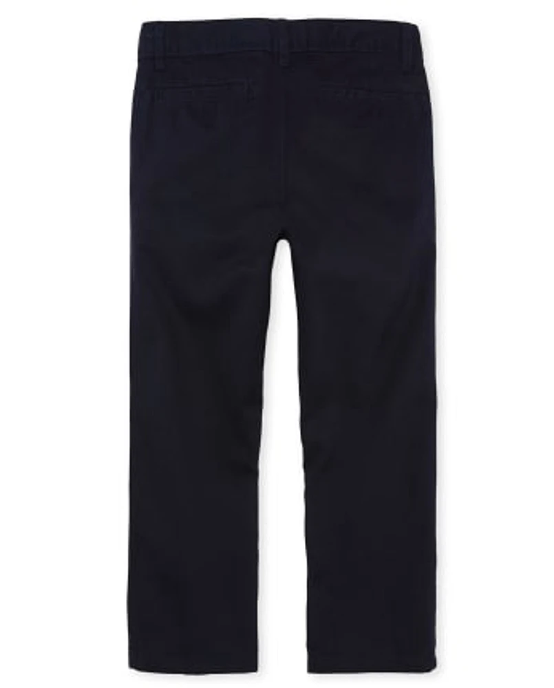 Lot de 2 pantalons chino droits extensibles pour uniformes garçons