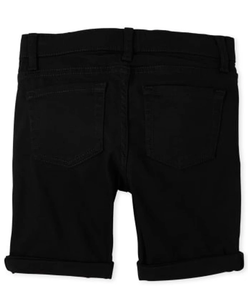 Short écumoire en sergé à revers roulé pour fille