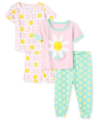 Baby And Toddler Girls Daisy Snug Fit Cotton Pajamas 2-Pack