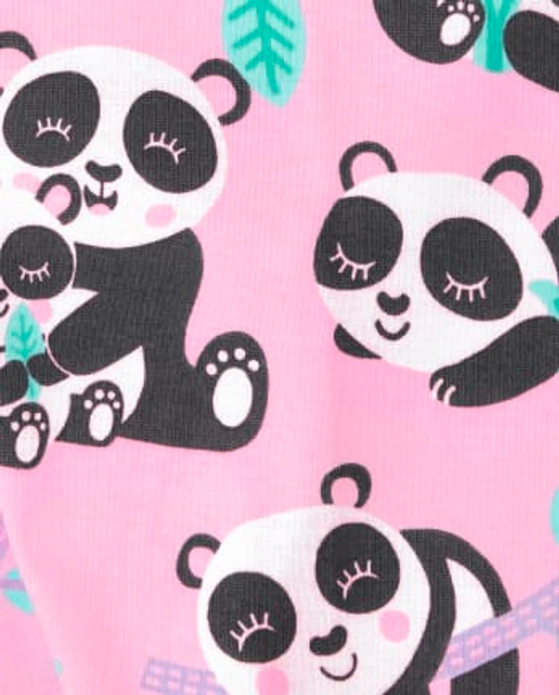 Baby And Toddler Girls Panda Snug Fit Cotton Pajamas 2-Pack