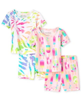 Baby And Toddler Girls Tie Dye Snug Fit Cotton Pajamas 2-Pack